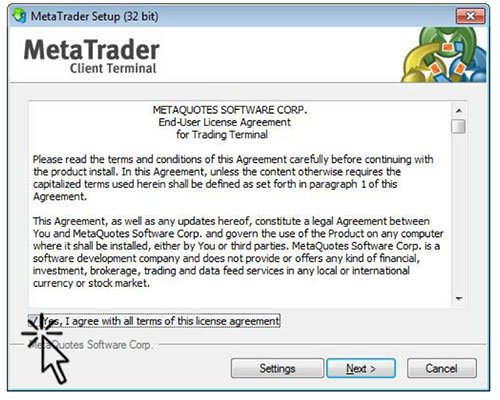 Bild 3: MT4 User License Agreement (Licensavtal)